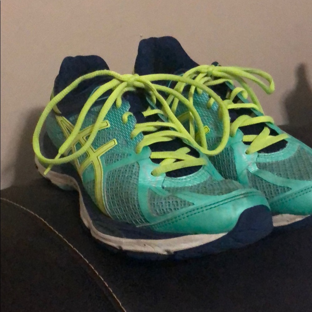 ASICS neon running shoes